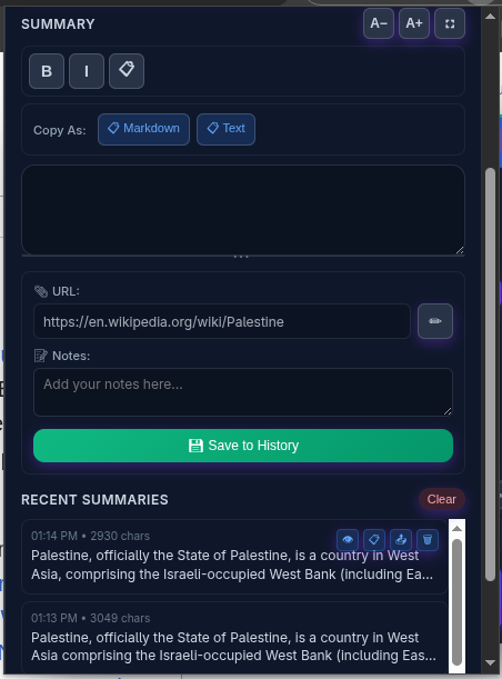 Saved History & Notes